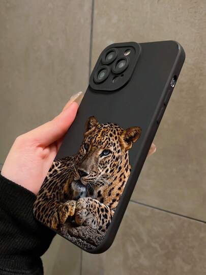 غطاء هاتف TPU ناعم بنمط النمر المخترق مقاوم للسقوط للأجهزة التفاحية، قطعة واحدة