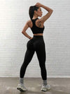 SHEIN Sport Studio طقم رياضي للنساء من سترة كامي وتايتس بلون واحد