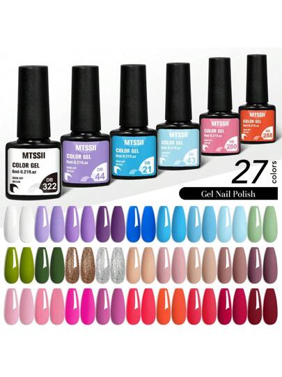 Mtssii مجموعة طلاء أظافر جيل 27 قطعة، طويل الأمد، خالي من الرصاص ، نهاية لامعة، أحمر وردي لامع بنصف دائم من الجيل الأرجواني المقاوم للنقع تحت أشعة أشعة فوق البنفسجية، لتزيين الأظافر في الصيف، أدوات تصميم الأظافر DIY وألوان طلاء الجيل للصالون والمنزل
