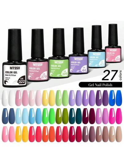 Mtssii 27 قطعة طقم طلاء أظافر جل، طويل الأمد، خالي من الرصاص، تأثير براق، ألوان نيون فلوريسنت وردي ساخن وأحمر نصف دائم يمكن نزعه بالنقع في أشعة الأشعة فوق البنفسجية لأظافر الصيف، تصميمات فن الأظافر DIY للديكور وتلوين الأظافر، طقم مناسب للصالون...