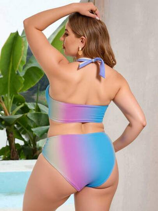 Swim Vcay بكيني سباحة ذو ألوان متدرجة أومبير بحزام خلفي للأحجام الكبيرة للصيف