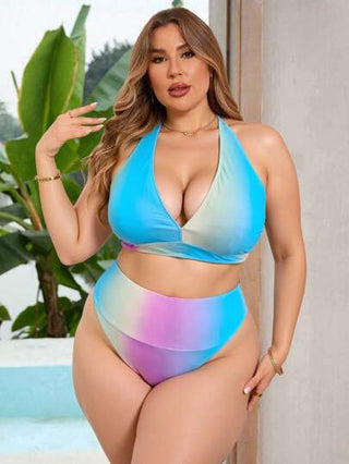 Swim Vcay بكيني سباحة ذو ألوان متدرجة أومبير بحزام خلفي للأحجام الكبيرة للصيف