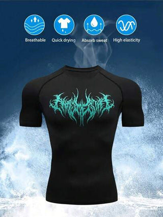 Manfinity Sport Polished تيشرت رياضي بناعم ضيق مطبوع باللون المتباين للرجال