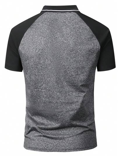 تي شيرت بولو ذو قصة مناسبة للرجل، بلون ملمع وتصميم مرقع، يشكل هدية مثالية للزوج أو الحبيب في الصيف