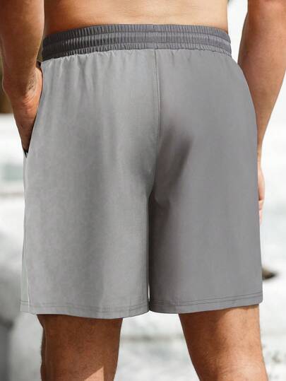 Manfinity VDAYZ بكيني رجالي مع رسم أشجار النخيل مناسب للشاطئ والعطلات، سروال سباحة بحبل رباط