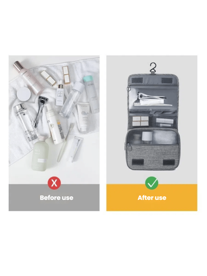 حقيبة أدوات تواليت محمولة أحادية الجنس 1 قطعة ، منظم مستحضرات تجميل مضاد للماء، تخزين منفصل للأمور الجافة والرطبة للسفر والعمل