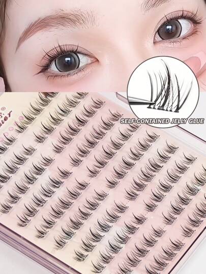 120 قطعة رموش غير لاصقة متجعدة الشكل C,رموش فردية سابقة الربط، حجم 10-13 مم، بدون حاجة لصمغ، قابلة لإعادة الاستخدام، طبيعية وناعمة ، إطالة ممتدة للرموش، هدية للنساء والفتيات، سعة كبيرة ومقسمة، رموش صناعية