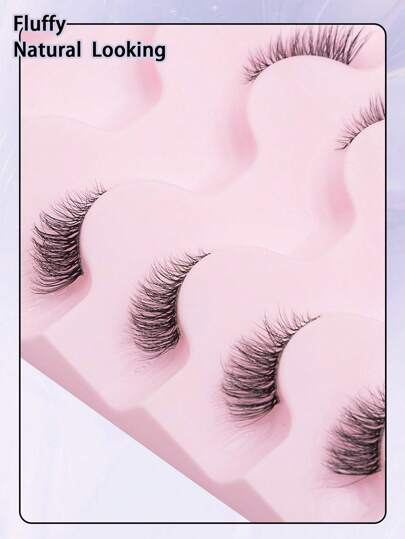 5 أزواج من رموش عين نصفية من فرو المنك الصناعي، بسيقان شفافة وقابلة لإعادة الاستخدام، رموش زائفة طبيعية ناعمة، أدوات مكياج للإطالة