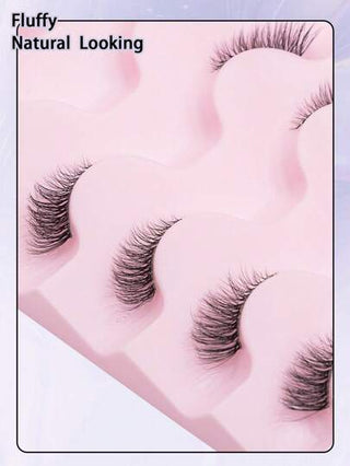 5 أزواج من رموش عين نصفية من فرو المنك الصناعي، بسيقان شفافة وقابلة لإعادة الاستخدام، رموش زائفة طبيعية ناعمة، أدوات مكياج للإطالة