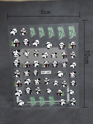 قطعة واحدة ملصق فني لأظافر باندا جميلة، ملصقات أظافر بلاستيكية لاصقة ذاتيًا بتصميم أوراق الخيزران الخضراء والباندا، بموضوع الحيوانات، بنهاية مُلمَع، بشكل غير متماثل، مستلزمات صالون أظافر DIY متاح للنساء