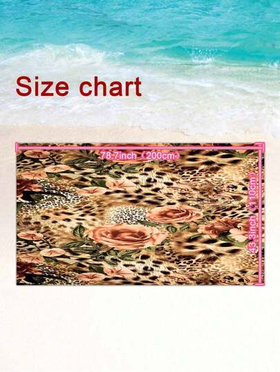 منشفة شاطئ واحدة مطبوعة بنمرة وزهور، رداء شاطئ زخرفي، ملابس شاطئ، فستان شاطئ متعدد الطرق شفاف أنيق، مصنوع من الشيفون، وممكن استخدامه كغطاء شاطئ