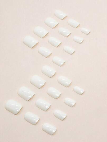 24 قطعة أظافر اللصق المتوسطة الحجم مربعة الشكل موحد اللون كاملة الغطاء أظافر صناعية للنساء والفتيات، 1 ملف أظافر و ورقة لاصق واحدة