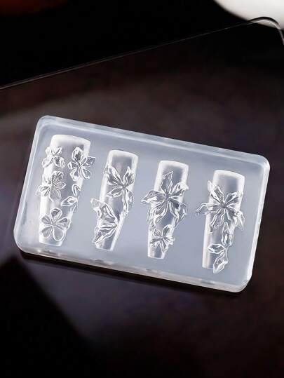 Beautizon Nailartlab 1 قالب فني ثلاثي الأبعاد للأظافر مزخرف بزهور، قالب سيليكون مزخرف بزهور للطباعة الفنية على الأظافر DIY، أدوات الأظافر، منتجات أظافر قابلة للارتداء لصالون الأظافر