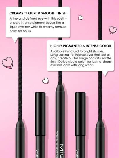 Misslyn مجموعة MISSLYN-2 قلم تحديد عيون مقاوم للماء، قلم تحديد عيون طويل الأمد مقاوم للماء ذو ملمس ناعم وكريمي. ألوان من الماتي إلى اللامع والمتلألئ تنشئ خطوطًا جريئة ومحددة. يمكن تشكيلها باستخدام مبراة، مقاوم للتشظي، مقاوم للماء