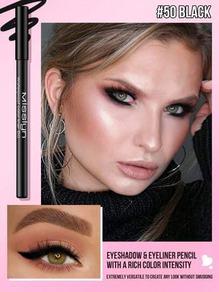 Misslyn مجموعة MISSLYN-2 قلم تحديد عيون مقاوم للماء، قلم تحديد عيون طويل الأمد مقاوم للماء ذو ملمس ناعم وكريمي. ألوان من الماتي إلى اللامع والمتلألئ تنشئ خطوطًا جريئة ومحددة. يمكن تشكيلها باستخدام مبراة، مقاوم للتشظي، مقاوم للماء