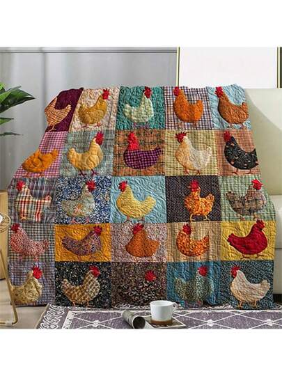 بطانية ملونة بطبعة فراخ الفصوص ، قطعة واحدة دافئة ناعمة مريحة مناسبة للأريكة والسرير والسيارة والمكتب والتخييم والسفر، هدية مناسبة لجميع المناسبات