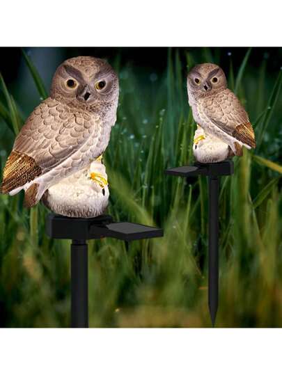 1 قطعة إنارة شمسية بتصميم البومة للحديقة، من البلاستيك ABS بتصميم واقعي للحيوان، للحديقة، الفناء، إنارة حديقة مقاومة للماء