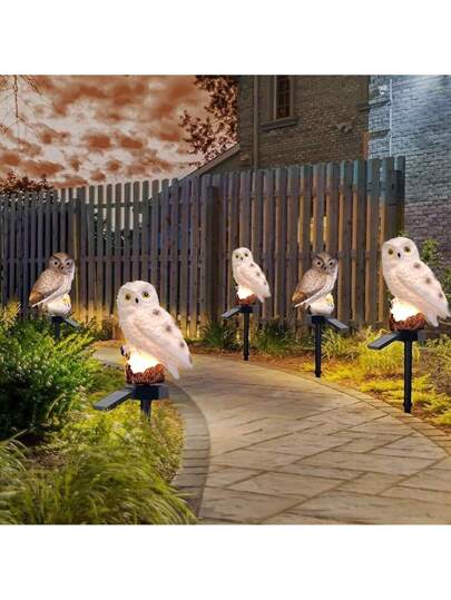 1 قطعة إنارة شمسية بتصميم البومة للحديقة، من البلاستيك ABS بتصميم واقعي للحيوان، للحديقة، الفناء، إنارة حديقة مقاومة للماء