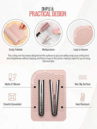 طقم قطعة واحدة من غطاء وسادة سيليكون مقاومة للحرارة كبيرة الحجم ، غطاء وسادة محمول للسفر ، مناسب لتقييد المكواة , المبرم المنبسط ، أدوات التسريح ، يمكن أن يعزل الحرارة بفعالية ، (حقيبة تخزين المصباح ، وسادة تخزين المكواة ، سهولة الحمل الوسادة...