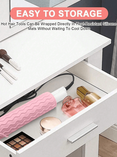 طقم قطعة واحدة من غطاء وسادة سيليكون مقاومة للحرارة كبيرة الحجم ، غطاء وسادة محمول للسفر ، مناسب لتقييد المكواة , المبرم المنبسط ، أدوات التسريح ، يمكن أن يعزل الحرارة بفعالية ، (حقيبة تخزين المصباح ، وسادة تخزين المكواة ، سهولة الحمل الوسادة...