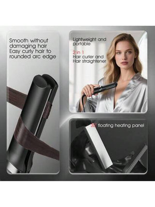 أداة تصميم وتسريح الشعر ذات الوظيفتين| مستقيم متعدد الوظائف للرجال والنساء|إعداد درجة حرارة قابل للتعديل للتسخين السريع|مناسب تماما لتقويم وتجعيد الشعر|مكواة شعر مصغرة 1 بوصة|مكواة شعر للشعر|فولطية مزدوجة تناسب السفر العالمي|هدايا