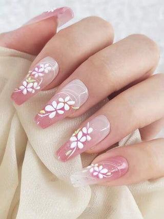 Tiebeauty 1 ورقة ملصق فني لأظافر الزهرة 5D، ملصقات أظافر الزهرة الوردية 3D ثلاثية الأبعاد، ملصقات أظافر فيرية فائقة، ديكور لزخرفة الأظافر للسيدات ذاتية اللصق