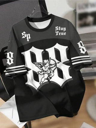 مجموعة اختيار الأطفال، أساسيات يومية، أطفال سعداء، ألوان باستيلية للأطفال، بايكركور، رحلة عائلية، أيام سعيدة، أحب أمي، أحب أبي، منزل جميل، أطفال رائعون، بلوزة كاجوال أساسية قصيرة الأكمام دائرية الرقبة للأولاد المراهقين، مناسبة للصيف