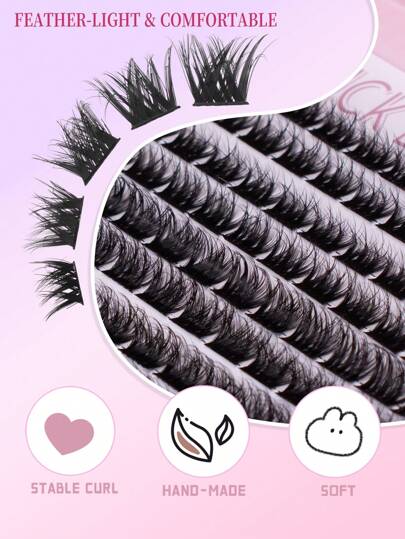 مجموعة رموش D-Curl من LUCK LTGIRL، 144 قطعة، رموش بطول 9-16 مم، تتضمن ملقطًا، ورابطًا وختمًا 2 في 1، سهلة الاستخدام للمبتدئين