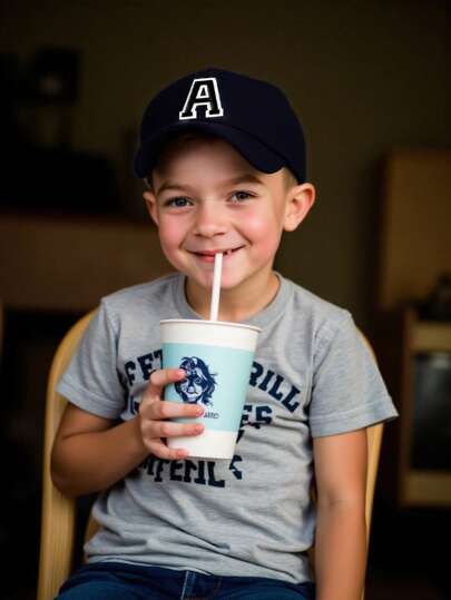 قبعة راية أحرف A-Z مطبوعة للأطفال، قبعة شمس صلبة للأولاد والبنات، قبعة للأطفال قابلة للتعديل بشكل هيب هوب، قطعة واحدة