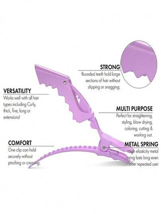 مجموعة مشابك شعر مقاومة للانزلاق والصلبة بشكل التمساح مناسبة للنساء, أداة توزيع وتصفيف الشعر احترافية بأسنان واسعة متوفرة بألوان متعددة، تصميم بسيط وجميل مصنوعة من البلاستيك، مثالية لاحتفالات رأس السنة الجديدة