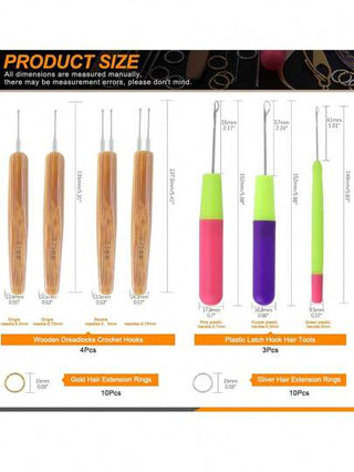 36 قطعة من أدوات كروشيه وتضفير الشعر، إبر وحلقات لتضفير وتثبيت الشعر الطويل ، أدوات حرفية للضفائر
