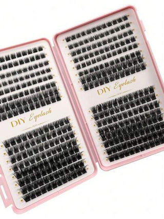 384 قطعة من رموش العين الفردية في دفتر الرموش، رموش إطار متكاملة، رموش مستعارة للعين للقيام ب- DIY في المنزل، إطار رموش تطويل للمكياج