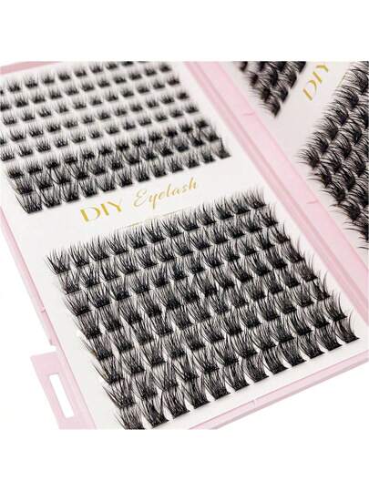384 قطعة من رموش العين الفردية في دفتر الرموش، رموش إطار متكاملة، رموش مستعارة للعين للقيام ب- DIY في المنزل، إطار رموش تطويل للمكياج
