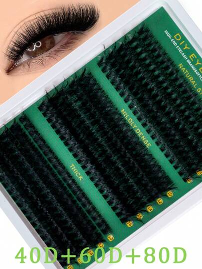 270 قطعة/ 290 قطعة / 300 قطعة خصلة رموش منفردة متعددة الألياف بقوة 30D+40D+50D / 40D+60D+80D / 60D+80D+100D ، رموش بتمددات فردية كثيفة بلمسات متكتلة علي شكل ريشات D Curl أطوال 10-16 مم