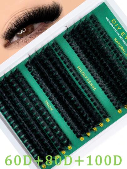 270 قطعة/ 290 قطعة / 300 قطعة خصلة رموش منفردة متعددة الألياف بقوة 30D+40D+50D / 40D+60D+80D / 60D+80D+100D ، رموش بتمددات فردية كثيفة بلمسات متكتلة علي شكل ريشات D Curl أطوال 10-16 مم