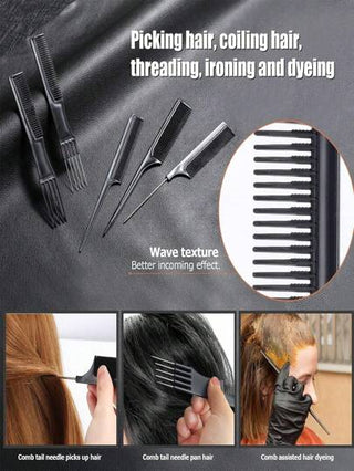 20 قطعة مجموعة أمشاط حلاقة احترافية، مجموعة أمشاط تصفيف الشعر مع مشابك للحلاق وصالون التجميل والاستخدام المنزلي