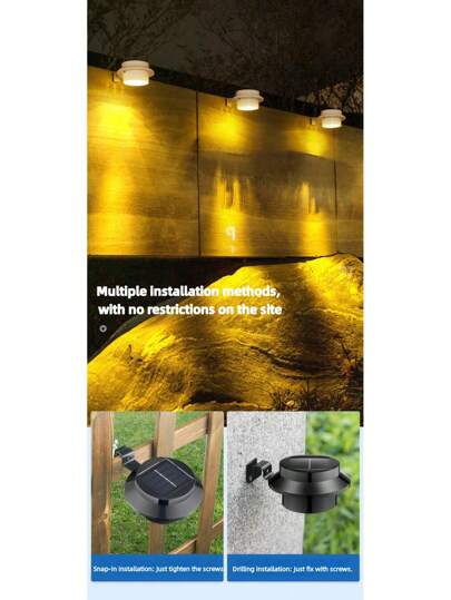 1 قطعة/3 قطع إضاءة حديقة شمسية، إضاءة LED لاتستهلك كهرباء، ديكور الفيلا والأعياد، إضاءة حديقة خارجية مقاومة للماء للسور والحواف