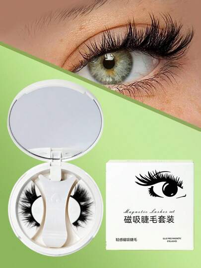 زوج من مجموعة رموش مغناطيسية كارولين كلاود مع ملقط إعادة الاستخدام، رموش طبيعية ذات شكل المانجا، أداة تطبيق الرموش الصناعية، رموش ناعمة خفيفة وريشية وممتلئة ومجنّحة للعين بشكل طبيعي، مناسبة للنساء للاستخدام في السفر والحفلات، تصميم مختلط لرموش عين...