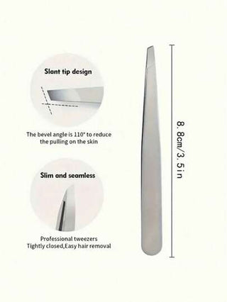 قطعتان من ملقط الحواجب من الفولاذ المقاوم للصدأ - مثالي لإزالة الشعر من الوجه والخياشيم والشظايا ، أداة إزالة شعر مناسبة للرجال والنساء، تصميم عشوائي