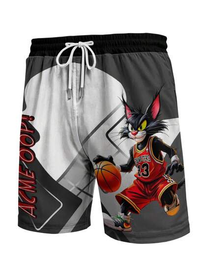 Warner Bros قطعة واحدة من شورتات الرجال الفضفاضة العصرية المطبوعة بطباعة ثلاثية الأبعاد ذات سحاب، خفيفة الوزن وقابلة للتنفس، بتصميم منزلي كاجوال، مناسبة للشارع، الركض، التنزه، السفر، الشاطئ، حفلات الأعياد والهدايا