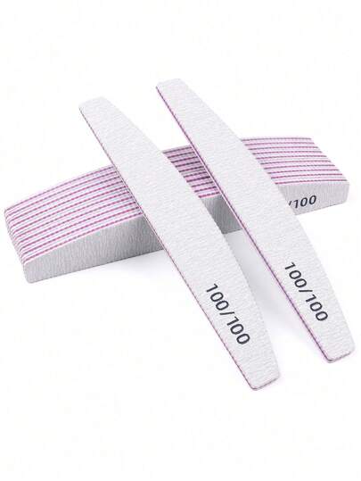 10 قطعة من الملفات المهنية للأظافر باللون الرمادي ، 100/100 ، 100/180 ، ذو وجهين للصنفرة والتمليس ، ملف أظافر نصف قطري لجميع أنواع الأظافر الحقيقية والمزيفة للتشذيب والصقل بما في ذلك فرشاة لإزالة الغبار