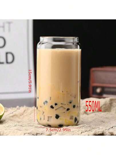 قطعة واحدة قارورة زجاجية مع قش، أكواب زجاجية مع قش - أكواب شرب قابلة لإعادة الاستخدام ذات فتحة واسعة، أكواب قهوة مثلجة مع لوازم مدرسية