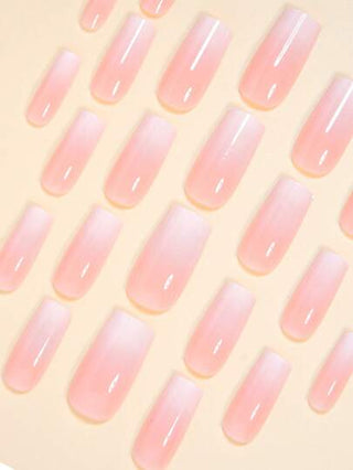 24 قطعة من لاصقات الأظافر الشفافة باللون الزهري البارد ذات مزاج لطيف جميل + قطعة واحدة من غلاء الجيلي + 1 قطعة من أداة تلميع الجيلي، الشحن عشوائي