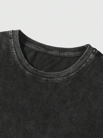 ROMWE MEN Street Life تي شيرت رجالي أساسي أكمام قصيرة رقبة دائرية متعدد الاستخدامات بالصيف