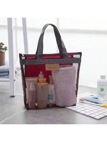 قطعة واحدة حقيبة يد جديدة من الشبكة مع سحاب للخروجيات البحر والسفر وحقيبة مستلزمات التجميل وحقيبة تخزين