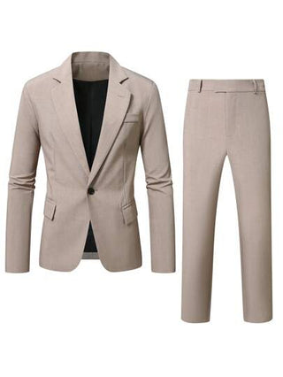 Manfinity Bizformal بدلة رجالية كاجوال بقصة رقبة على شكل حرف V، لون قهوة، مناسبة لفصلي الربيع والصيف