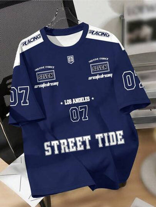 تيشيرت كاجوال بأكمام قصيرة وياقة طاقم للأولاد المراهقين, مناسب للصيف