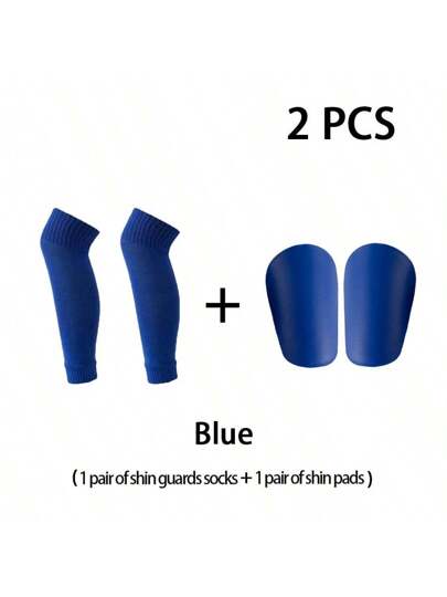 2 قطعة/المجموعة جوارب رياضية ساخنة للساق للاعب كرة القدم + واقي الساق، سميكة ومتنفسة، ضاغطة على الساق، اكسسوارات مباراة كرة القدم