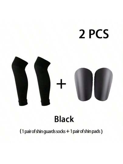 2 قطعة/المجموعة جوارب رياضية ساخنة للساق للاعب كرة القدم + واقي الساق، سميكة ومتنفسة، ضاغطة على الساق، اكسسوارات مباراة كرة القدم