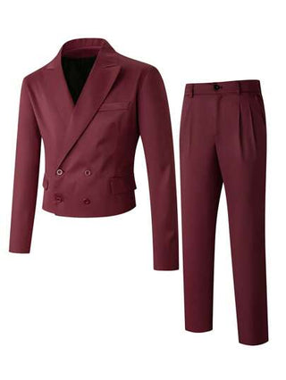 Manfinity Mode بدلة رجالي من بلايزر طويل الأكمام بياقة وبنطلون مكونة من قطعتين، بدلة رجالي من بلايزر وبنطلون